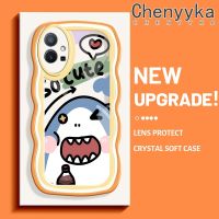 Chenyyka เคสสำหรับ VIVO Y55S 2023 เคส2  เคสการ์ตูตูนน่ารัก ฉลามใหม่มาการองคอลอว์คลื่นขอบนุ่มเคสมือถือกันกระแทกใสที่สร้างสรรค์เคสโปร่งใส กล้องถ่ายรูปซิลิกาเจลฝาครอบป้องกัน