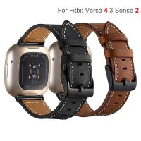 Gelang Kulit Asli untuk Fitbit Sense 2 Jam Tangan Olahraga Wanita Pria Tali Ikat Pinggang Melingkar untuk Fitbit Versa 4 3 Pengganti