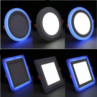 1pcs Blue+White Round LED Panel Downlight 6W 9W 16W 24W Double LED Panel Lights AC85-265V Recessed Ceiling Panel Lamps