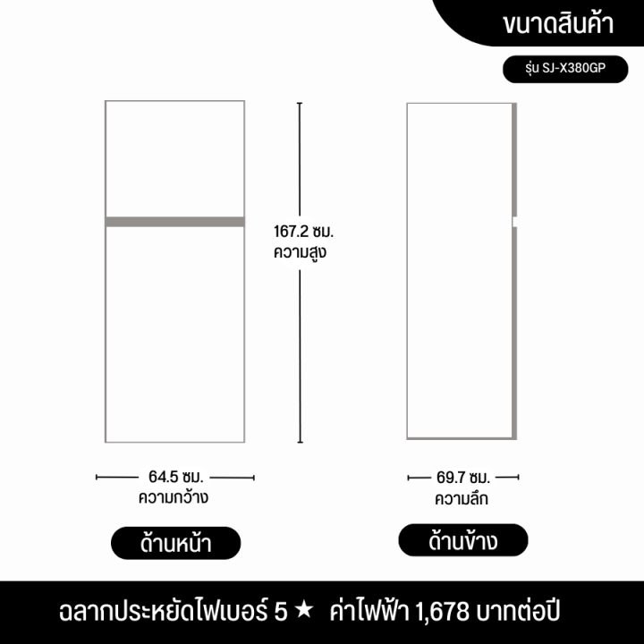 ส่งฟรีทั่วไทย-sharp-ตู้เย็น-สองประตู-13-3-คิว-375-ลิตร-รุ่น-sj-x380gp-bk-htc-online