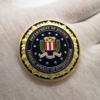 【YD】 1 pcs Colorful Gold Plated Coin  U.S. Department Of FBI Metal