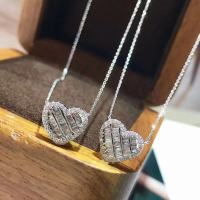 Lovers Heart Diamond Pendant Real 925 Sterling Silver Charm Wedding Pendants Necklace For Women Bridal Party Choker Jewelry Gift