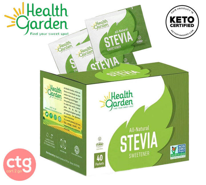 Health Garden All Natural Stevia Sweetener 100 Packets Zero Calories