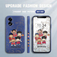 เคสโทรศัพท์สำหรับ OPPO A18 A38การ์ตูนเคสโทรศัพท์สแลมดังค์ลายขอบสี่เหลี่ยมปลอกซิลิโคนของเหลวเคสป้องกันกล้องคลุมทั้งหมด