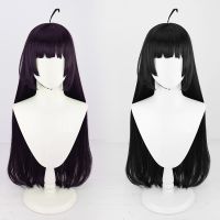 【LZ】✙  Arquivo Azul Jogo-Kasumizawa Miyu Peruca Cosplay cabelo sintético reta longa preto roxo escuro Halloween Party