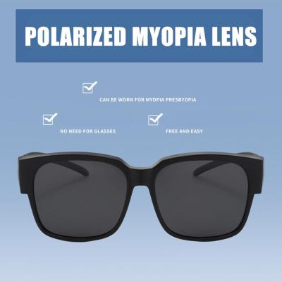 สายตาสั้นโพลาไรซ์คลาสสิกสีดำแว่นตากันแดดโอเวอร์ไซส์ชุดกรอบแว่นตาป้องกันรังสี สำหรับผู้ชายผู้หญิง UV Y8E9