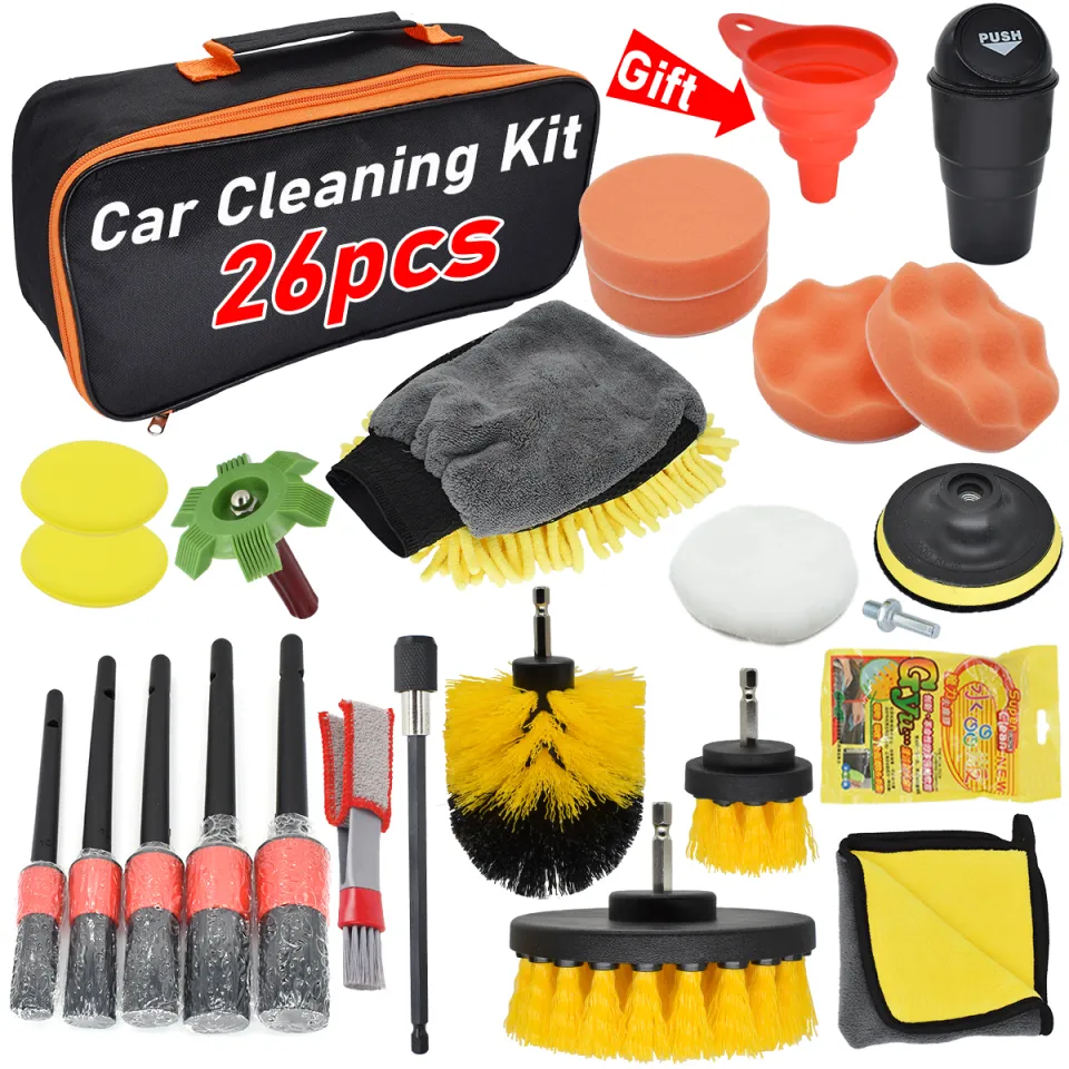 Car Cleaning Kit Scrubber Drill Detailing Brush Set Air