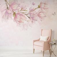 ↂ♂☒ Photo Wallpaper Nordic Style Hand-painted Pink Magnolia Flowers Murals Living Room TV Sofa Bedroom Home Decor Papel De Parede 3D