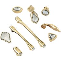 ✵✕ Gold Crystal Buttons Kitchen Cabinet Handles Shoebox Cabinet Door Pulls Drawer Handles Wardrobe Handles With Screws Hardware