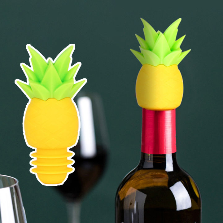 ใช้งานง่ายจุกไวน์อาหารเกรดจุกไวน์สับปะรด3d-หลากสีชุดอุดไวน์ซิลิโคนที่ใช้งานง่ายสำหรับการเก็บรักษาไวน์ที่รั่วซึมอย่างสมบูรณ์แบบ