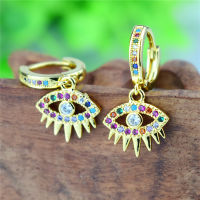 Womens Earrings AAA Rainbow Zircon New Evil Eye Earrings Mini Zircon White Eye Pendant Small Ear Stud Earring Jewellery