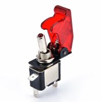 Mayitr 1pc Miniature Electric Toggle Switches 12V 20A ON/OFF Light Rocker Switch amp; Red Cover For Racing Car Vehicle Fog Lamps
