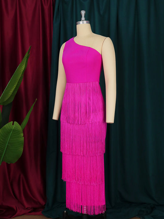 midi-dresses-for-women-party-fuchsia-sleeveless-one-shoulder-fringe-dress-skinny-stretch-evening-birthday-event-gown-summer-2022