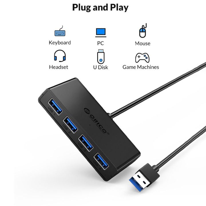 orico-4พอร์ต-usb-3-0-splitter-usb-ฮับกับ-micro-พอร์ตไฟฟ้า-usb-ความเร็วสูงหลายระดับ-otg-อะแดปเตอร์สำหรับคอมพิวเตอร์อุปกรณ์แล็ปท็อป-feona