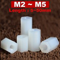 M2 M2.5 M3 M4 M5 Nylon Double Pass Hex Standoff Female Plastic Hexagonal Threaded PCB Motherboard Spacer Pillar Nut White 50pcs