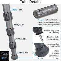 LT324CM ลายพราง10ชั้นขาตั้งกล้องสามขาไฟเบอร์คาร์บอนพร้อมชามสำหรับกล้อง DSLR Canon Nikon ถ่ายภาพนกขาตั้งทนทาน