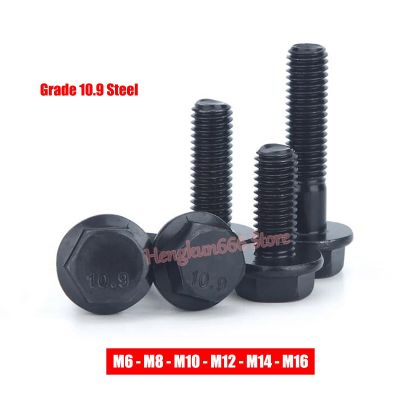 M6 M8 M10 M12 M14 M16 Hexagon Head with Flange Cap Screws Hex Washer Head Bolts Hex Flange Screw Grade 10.9 Steel Black Nails  Screws Fasteners