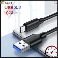 AIMEE แล็ปท็อป 3A PD 60W QC 3.0 USB C ชาร์จได้อย่างรวดเร็ว การถ่ายโอนข้อมูล 3.2ยูเอสบี สายเคเบิล Type-C