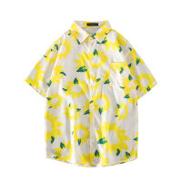 3 Colour【M-3XL】Sunflower Flowers Printed Pattern Short Sleeve Shirt Men Loose Stylish Summer Casual Breathabl Polo Shirt