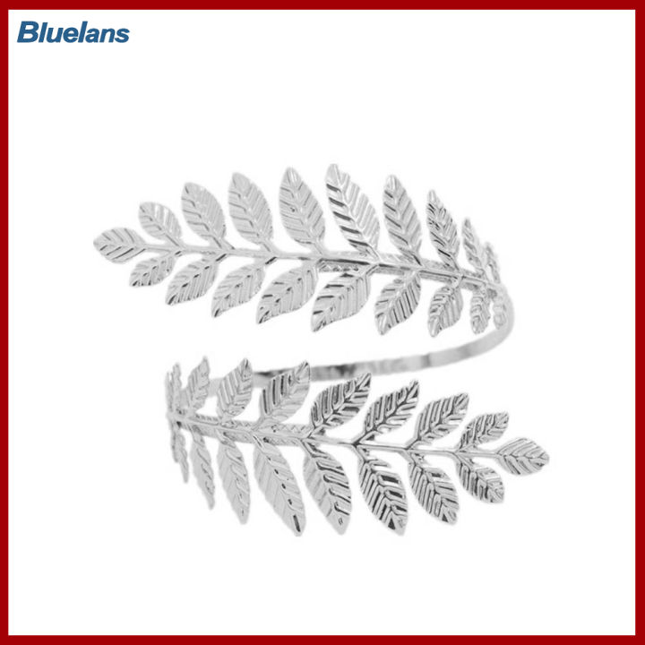 Bluelans®แฟชั่นผู้หญิงใบไม้โลหะ Charm สร้อยข้อมือแขน Armlet สร้อยข้อมืออัญมณีดี