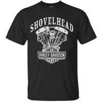 Harley-Davidson เสื้อยืดถักฤดูร้อน Harley-Davidson Mens T-Shirt, Shovelhead Engine Short Sleeve, Black 30294026 Harley-  M61W