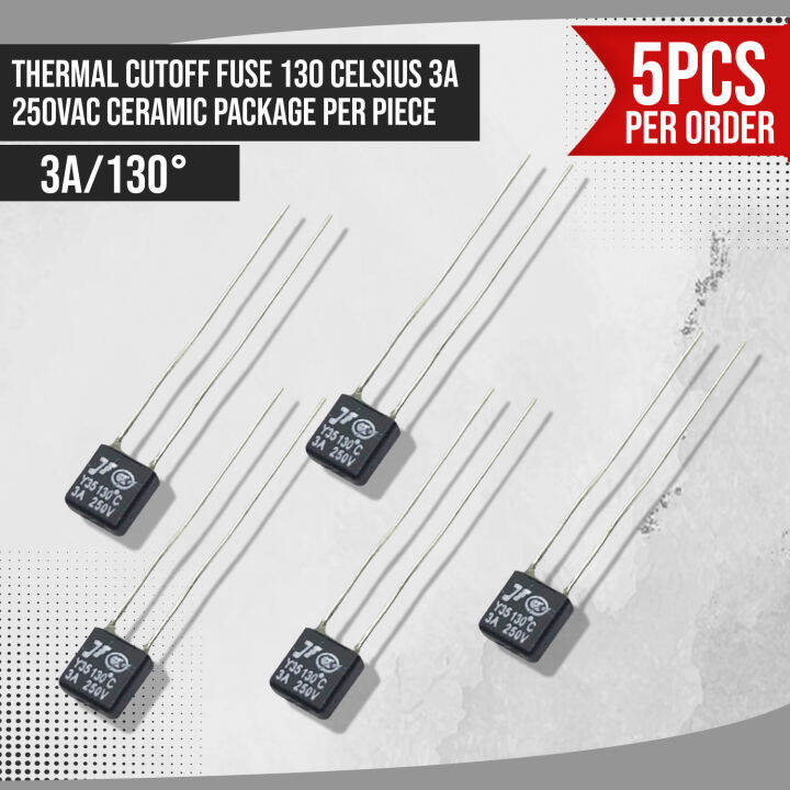 5PCS Thermal Cutoff Fuse 130° Celsius 3A 250VAC Ceramic Package SQUARE