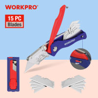 WORKPRO มีดพับที่มี15ใบมีดหนักสแตนเลสยูทิลิตี้มีดช่างไฟฟ้าตัดเครื่องมือช่างกลางแจ้ง