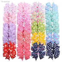 ◕ 8cm Daisy Flower Printed Hair Bows With Clip For Baby Girls Grosgrain Ribbon Fishtail Bows Hair Clip Barrettes Hair Accessories