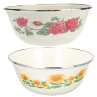 ETXBowl Enamel Bowls Noodle Soup Kitchen Basin Dish Enamelware Tableware Washing Pasta Salad Oil Mixing Ramen Rice Dessert Retro