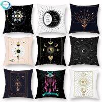 Mysterious Eyes Planet Decorative Pillowcase Tarot Black Polyester Cushion Cover Home Decor for Living Room Sofa Couch 45x45cm