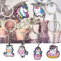 1 PCS PVC Fashion Unicorn Key Chain Colorful Anime Figure Key Ring Charms Holder Gifts For Girls Room Ornament Bag Pendant Key Chains