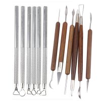 6Pcs Pottery Clay Sculpture Carving Modeling Tools Wooden Handle &amp; Set 6 Pcs Aluminum Clay Sculpting Tools