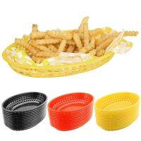 【CW】 12Pcs Plastic Fast Food Basket Hot Dog Serving Plate Checke  Wax Liners Hamburger French Fries Paper Restaurant Tray