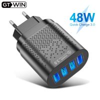 GTWIN 48W ชาร์จเร็ว3.0 USB เครื่องชาร์จติดผนังเราปลั๊ก EU 3A หลายชาร์จไฟเข้าเร็วพอร์ตอะแดปเตอร์สำหรับ Samsung Xiaomi Huawei