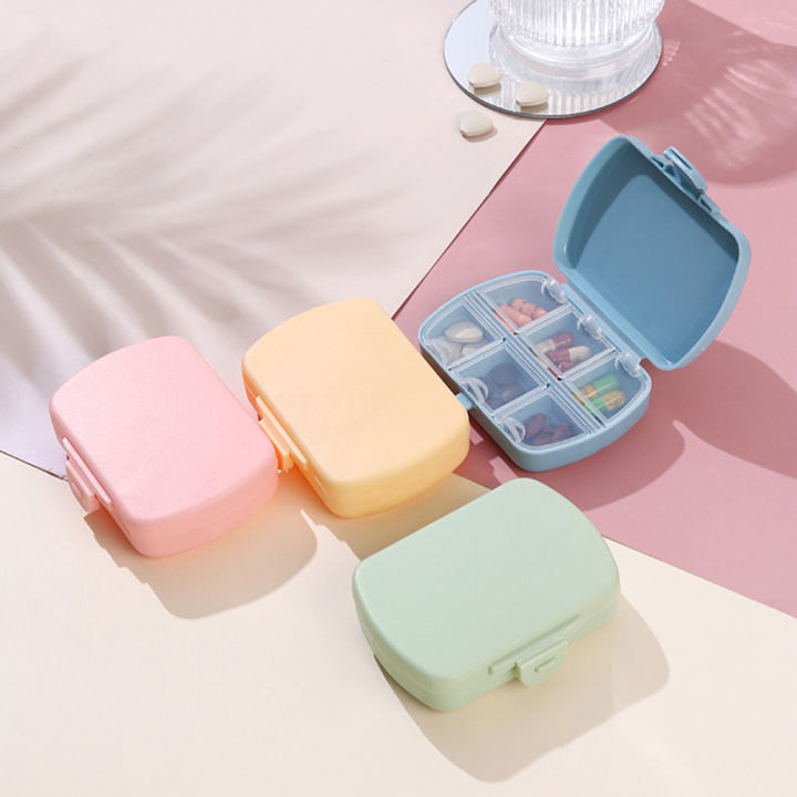 1pc Portable 6 Grids Medicine Box, Mini Pill Organizer, Plastic