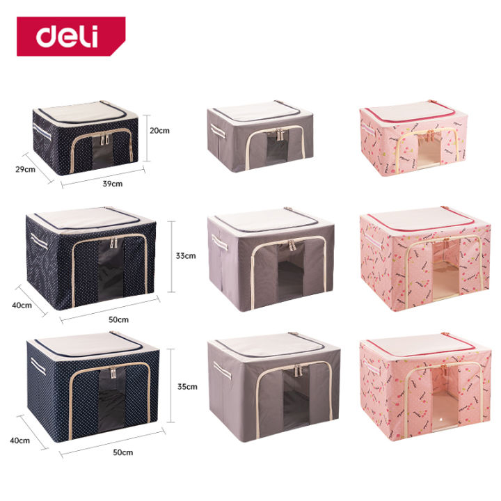 deli-กล่องผ้าพับได้-กล่องผ้าพับอเนกประสงค์-กล่องผ้าเก็บของพับได้-กล่องเก็บเสื้อผ้า-กล่องจัดระเบียบ-พับเก็บได้-แข็งแรง-ทนทาน-fabric-storage-box