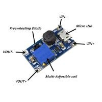 โมดูลปรับ DC-DC ได้โมดูล2A แผงบูสท์2A โมดูลติดตั้งกับไมโคร USB 2V - 24V ถึง5V 9V 12V 28V LM2577 MT3608