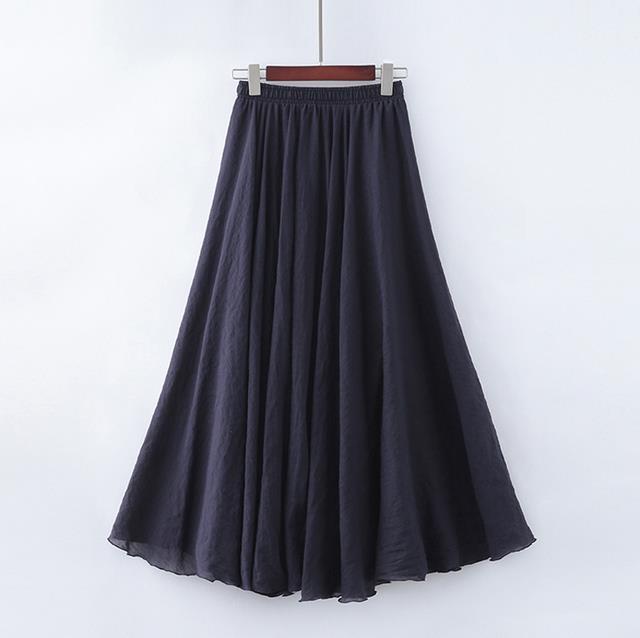 ขายดีที่สุด-ioztt2023-ที่มีคุณภาพสูงผ้าฝ้ายผ้าลินิน-maxi-กระโปรงสตรีสบายๆยืดหยุ่นเอวสูงจีบ-a-line-กระโปรงชายหาด-boho-saia-feminina-faldas-jupe
