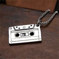 QIAMNI Cassette Tape Necklace Hip Hop Rock Vintage Magnetic Tape Music Party Pendant Chain Choker Jewelry Gift for Men Women Fashion Chain Necklaces