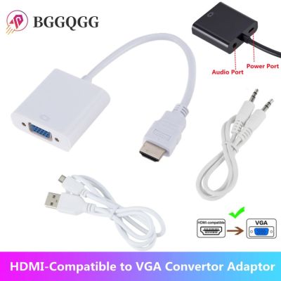 ✿ HDMI-compatible TO VGA Adapter Cable Male To Famale Converter 1080P VGA Jack 3.5 AUX Cable USB Power For PC Laptop projector TV