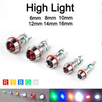 6/8/10/12/14/16MM LED Waterproof Metal Indicator Light Signal Lamp 3V 6V 12V 24V 220V Red/Yellow/Blue/ Green/White Metal Button