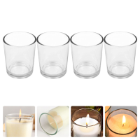 4pcs Glass Candle Cup Transparent Candle Adornment Candleholder Scene Decor