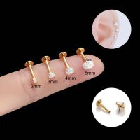 1 Piece Labret Stud G23 Titanium Opal Insert Head Surgical Steel Lip Ear Helix Piercing 16Gauge Hypoallergenic