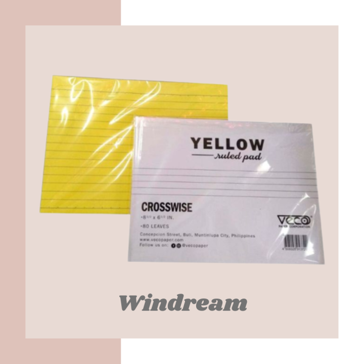 Veco Yellow Pad Paper crosswise size Lazada PH