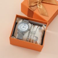 【July】 23 foreign trade 5pcs/set new womens suit Korean style niche fashion diamond watch personalized all-match bracelet