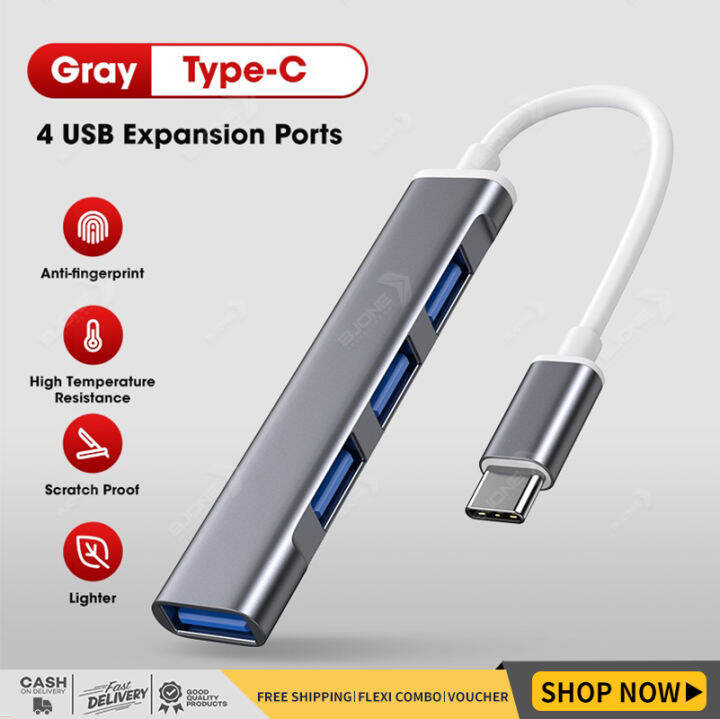 Usb Type C 2in1 To 4 Usb Hub Expander Ultra Thin Mini Portable 4 Port