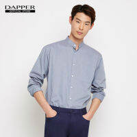 DAPPER เสื้อคอจีน Cotton Blended Herringbone Shirt สีเทา