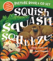 Squish squash squeeze Book &amp; CD set crowded small room full color illustrations English original childrens bedtime story learning good quality audio childrens English picture book with original CD