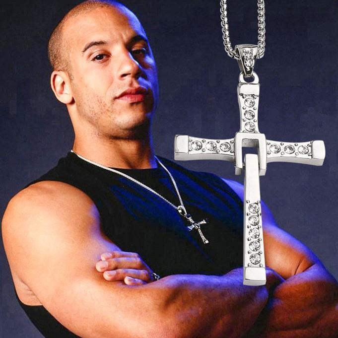 ☑ TOP SILVER TB061 Italy 925 Silver Vin Diesel Cross Necklace n NP446 ...