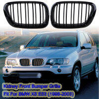 สัมผัสกันชนหน้ากระจังหน้า Dual Slat Racing Air Intake Grill Fit สำหรับ BMW E53 X5 1998 2000 2001 2002 2003รถอุปกรณ์เสริม